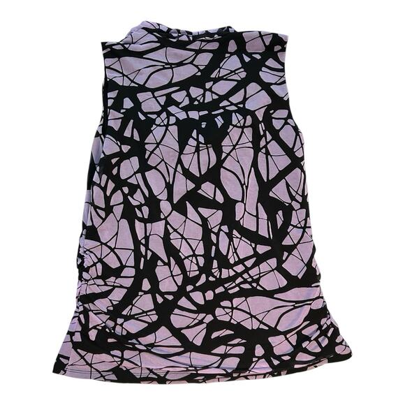 Dana Buchman Sleeveless Cowl Neck Blouse Top L Large Purple Black Abstract Ruch - Picture 2 of 8